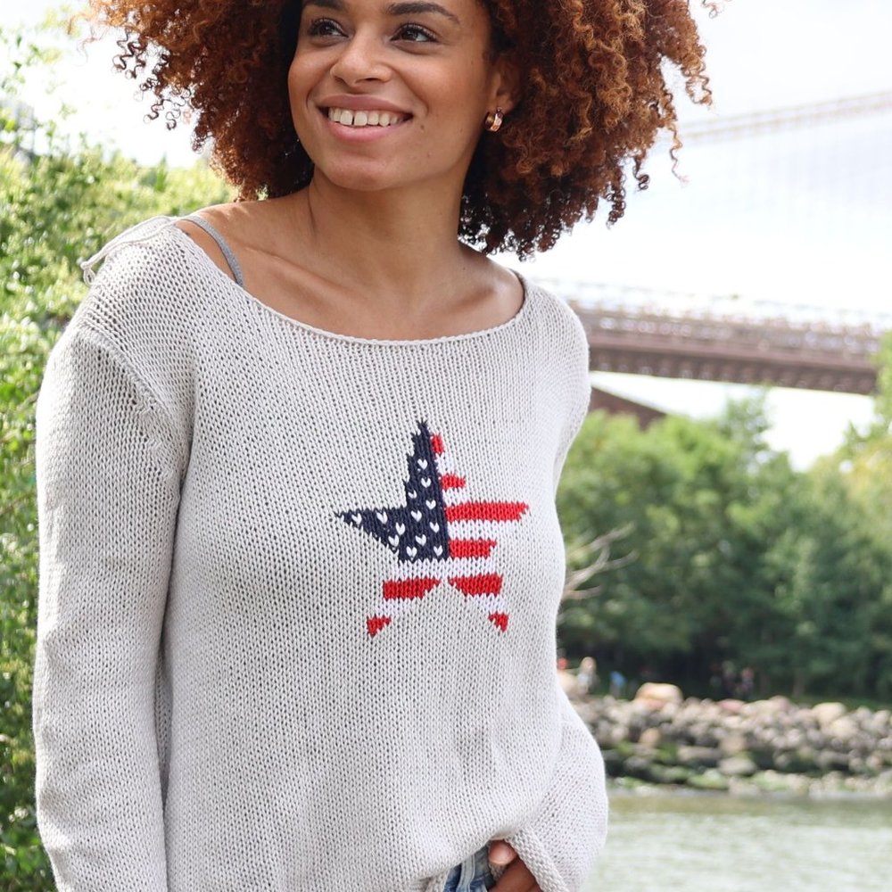 Wooden ship stars and strips knit